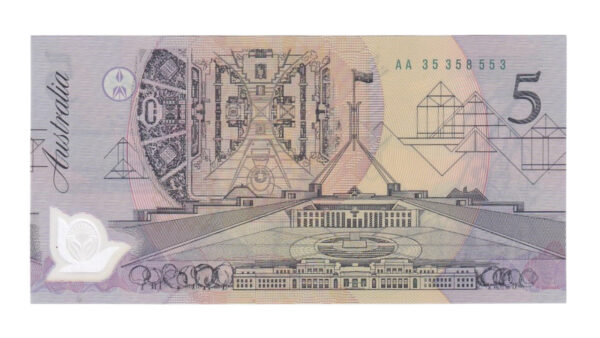 1992 Australian $5 Note Pair (x2) - AA 35358552/53 - R214i - Pale Green Serials - Uncirculated - Image 4