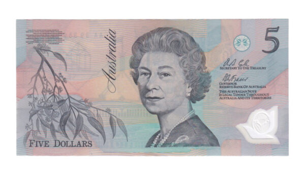 1992 Australian $5 Note - AA 39359149 - Fraser/Cole - R214 - Normal Prefix - Uncirculated - Image 2
