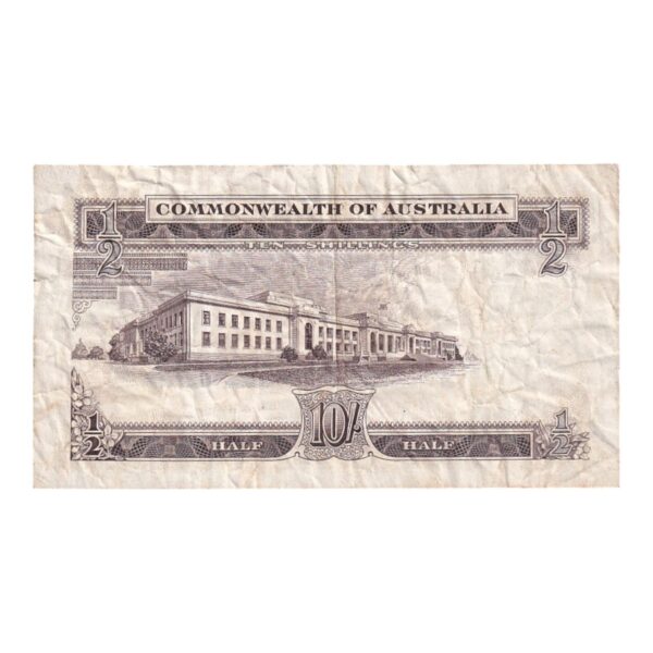 1954 Australian 10 Shilling Note - HC Coombs/Roland Wilson - Mid-Range - R16 - AC52 953014 - Very Good - Image 2