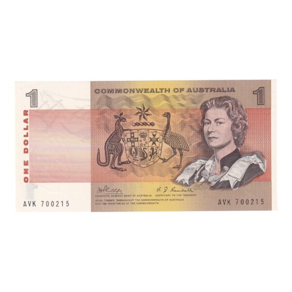 1969 Australian $1 Note - AVK 700215 - Phillips/Randall - R73 - Uncirculated