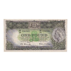 1953 Australian £1 Note - HA74 936945 - Coombs/Wilson - R33 - Very Fine