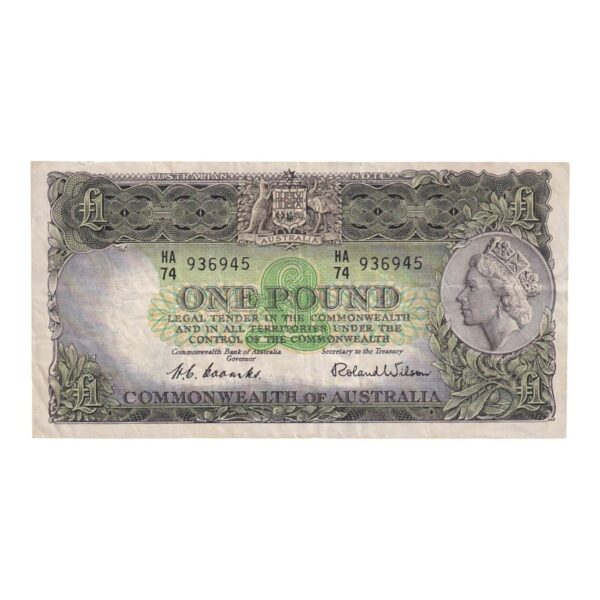 1953 Australian £1 Note - HA74 936945 - Coombs/Wilson - R33 - Very Fine