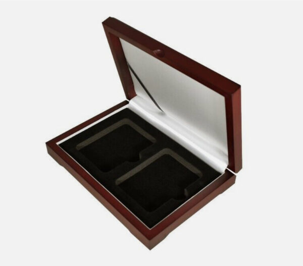 2 Coin Wood Display Box with Glass Top
