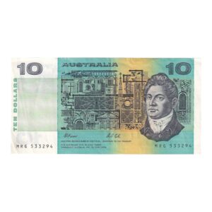 1991 Australian $10 Note - MRG 533294 - Fraser/Cole - R313a - Very Fine