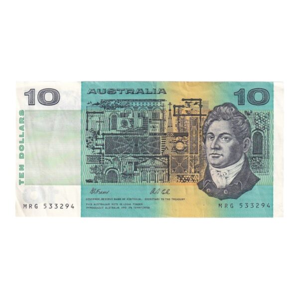 1991 Australian $10 Note - MRG 533294 - Fraser/Cole - R313a - Very Fine