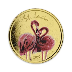 2018 EC8 St. Lucia | Flamingo 1 oz Gold Color Coin