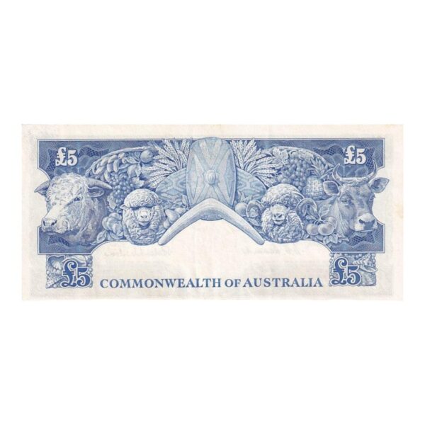 1954 Australian £5 Note - TA34 669315 - HC Coombs/Roland Wilson - Commonwealth Bank - R49 - Mid-Range Prefix - Extremely Fine - Image 2