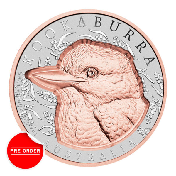 2025 Native Impressions - 1oz Silver Super Incused Rose Gold Kookaburra Coin