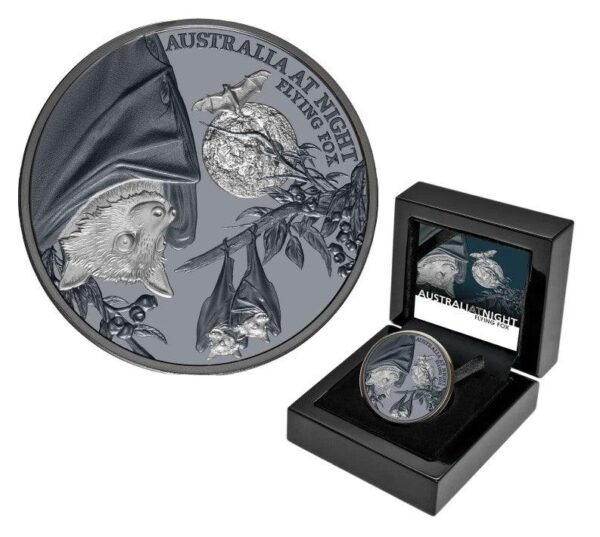2023 Australia at Night $1 Flying Fox 1oz Silver Black Proof Coin