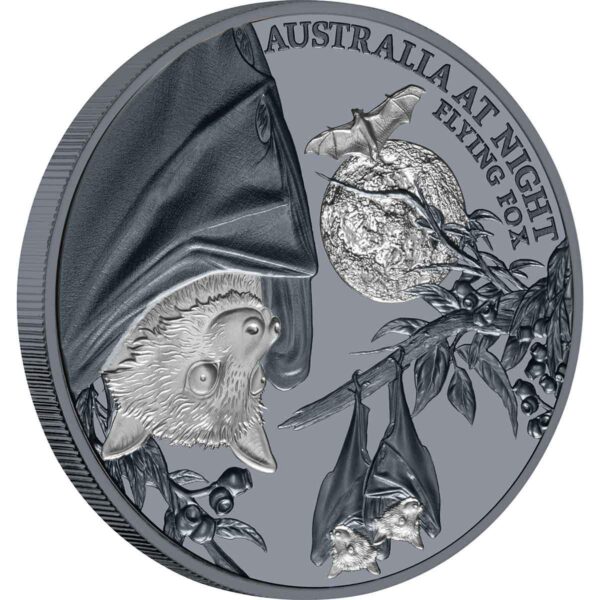 2023 Australia at Night $1 Flying Fox 1oz Silver Black Proof Coin - Image 2