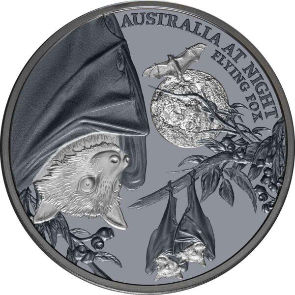 2023 Australia at Night $1 Flying Fox 1oz Silver Black Proof Coin - Image 3
